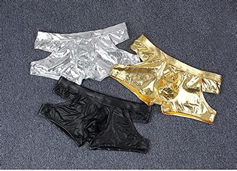 Men's Shiny Metallic Boxer Shorts Backless 